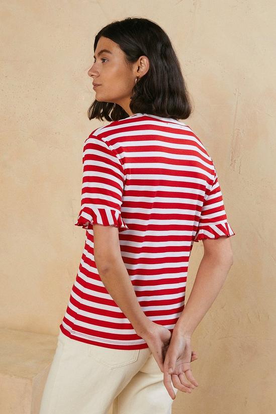 Oasis Stripe Frill Sleeve T Shirt 3