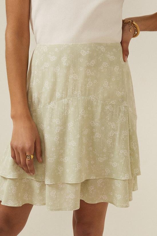 Oasis Ruffle Hem Sage Floral Printed Skirt 4