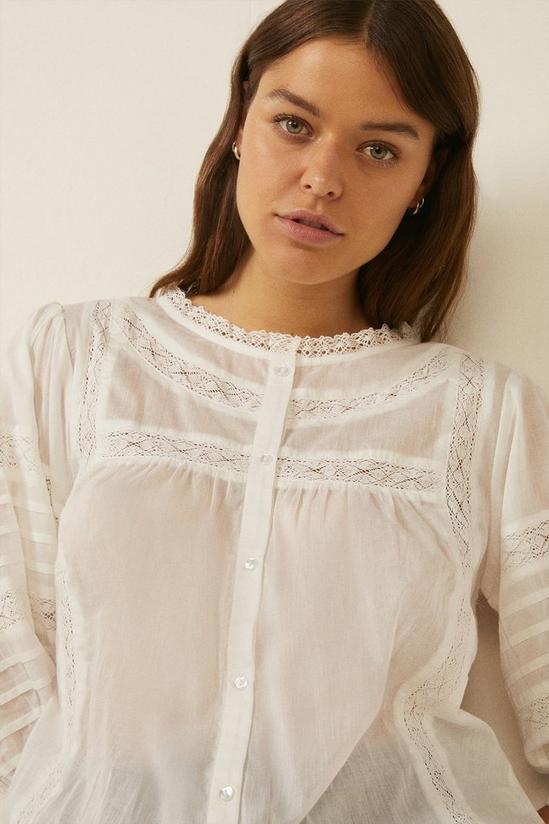 Oasis Lace Trim Insert Voile Top 2