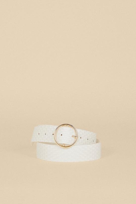 Oasis White Woven Circle Buckle Belt 1