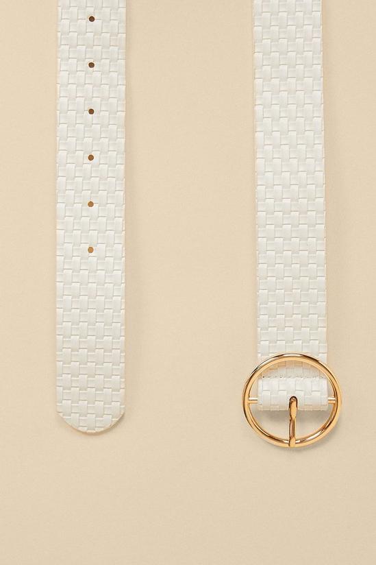 Oasis White Woven Circle Buckle Belt 2