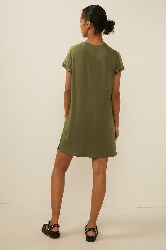 Oasis Satin Mix Roll Sleeve T Shirt Dress 3