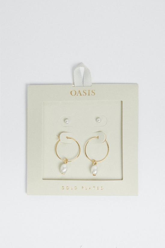 Oasis Gold Plated Pearl Earring 2 Pack 1