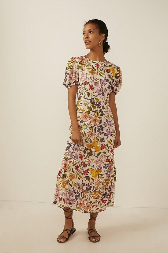 Oasis Ivory Printed Puff Sleeve Maxi Dress 1