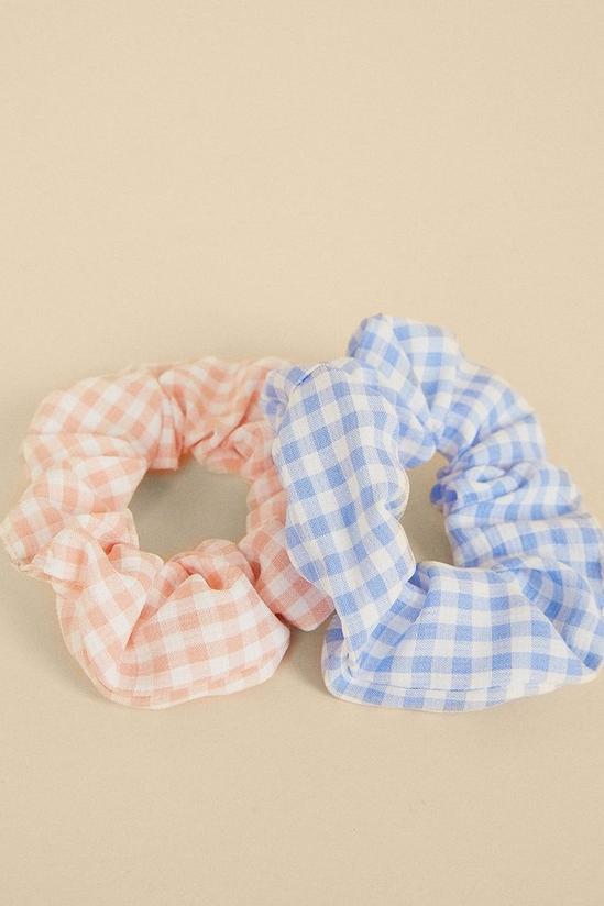 Oasis 2 Pack Gingham Scrunchies 2