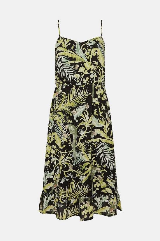 Oasis Tropical Print Woven Strappy Frill Hem Dress 5
