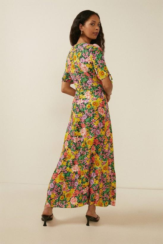 Oasis Bright Floral Tie Sleeve Printed Midi Dress 3