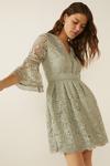 Oasis Insert Lace Trim Fluted Sleeve Dress thumbnail 1