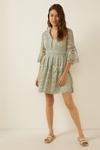 Oasis Insert Lace Trim Fluted Sleeve Dress thumbnail 2