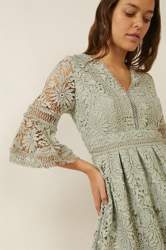 Oasis Insert Lace Trim Fluted Sleeve Dress 4