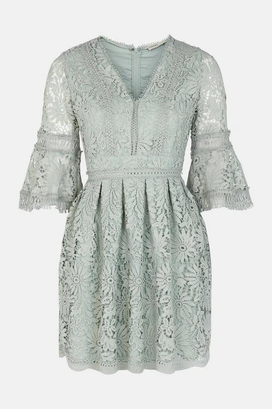 Oasis Insert Lace Trim Fluted Sleeve Dress 5