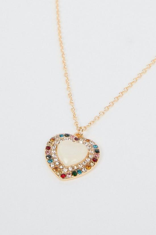 Oasis Multi Gem Heart Drop Necklace 2
