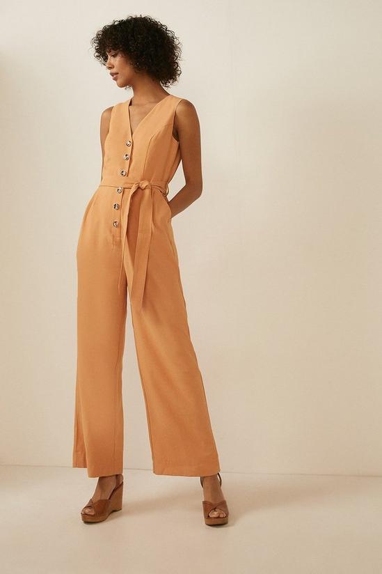 Oasis Belted Linen Look Tailored Jumpsuit 2