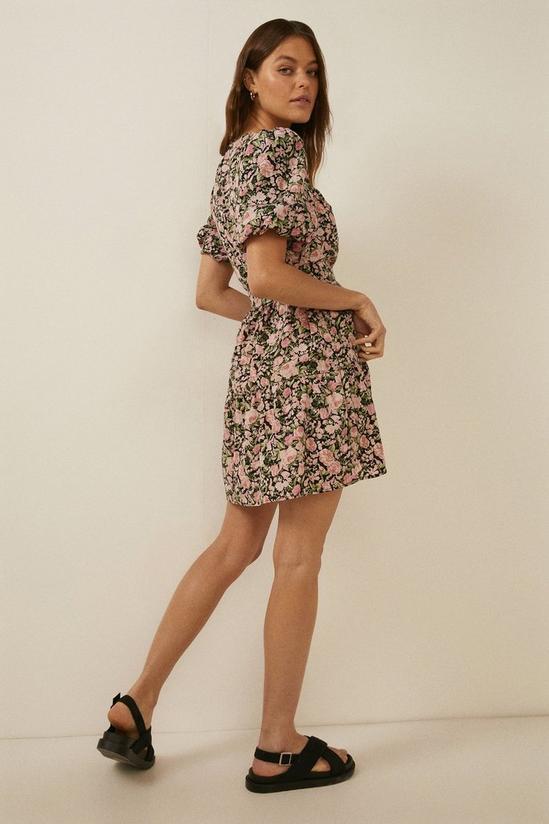 Oasis Rose Printed Belted Puff Sleeve Dress 3