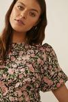 Oasis Rose Printed Belted Puff Sleeve Dress thumbnail 4
