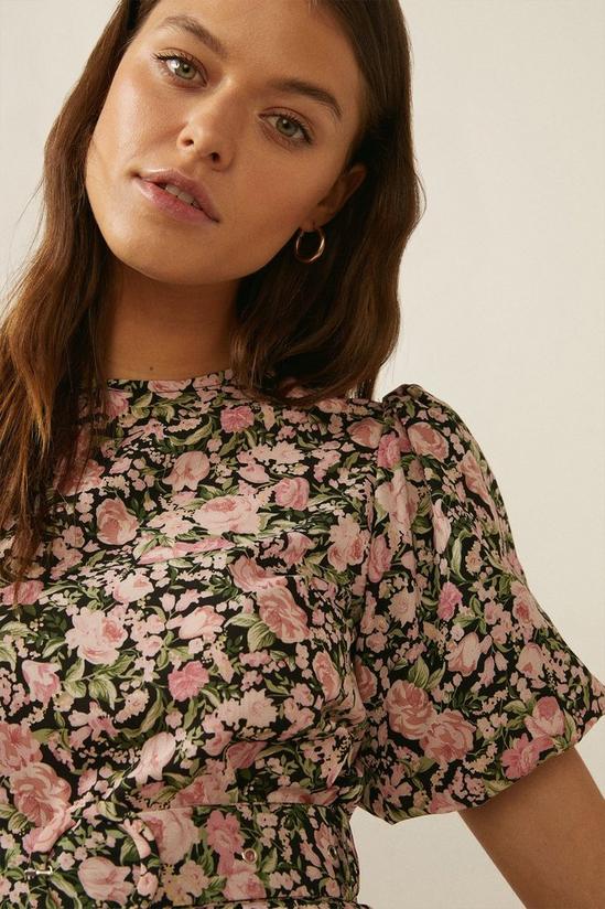 Oasis Rose Printed Belted Puff Sleeve Dress 4