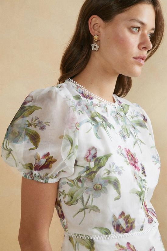 Oasis Ivory Floral Print Pintuck Blouse 1