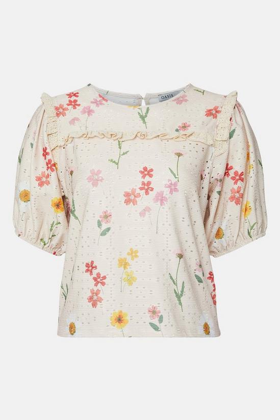 Oasis Ivory Floral Print Pintuck Blouse 5