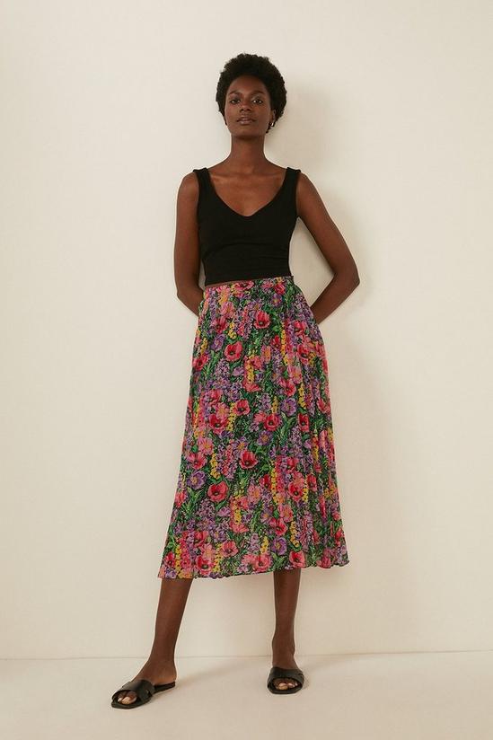 Oasis Floral Pleated Midi Skirt 1