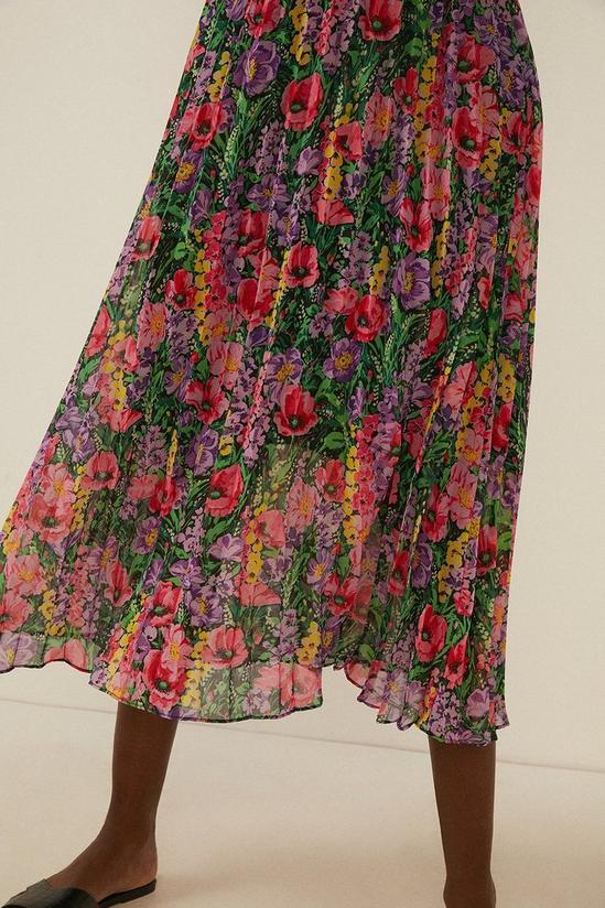 Oasis Floral Pleated Midi Skirt 4