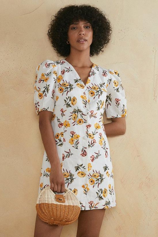 Oasis Tropical Flower Button Dress 1