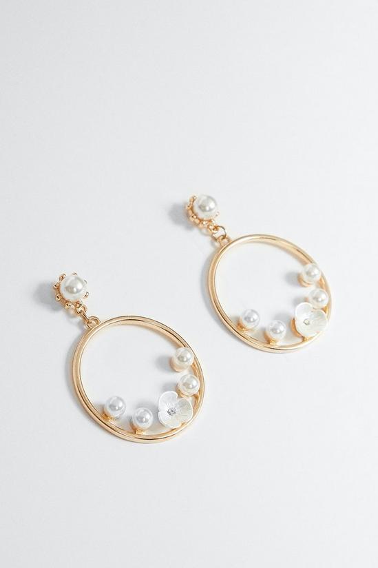 Oasis Pearl Flower Hoop Earrings 2