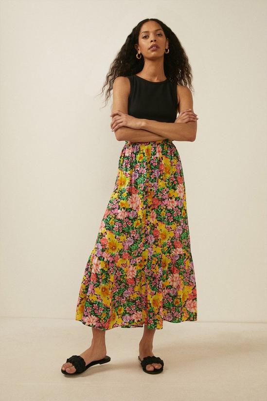 Oasis Button Front Floral Midi Skirt 1