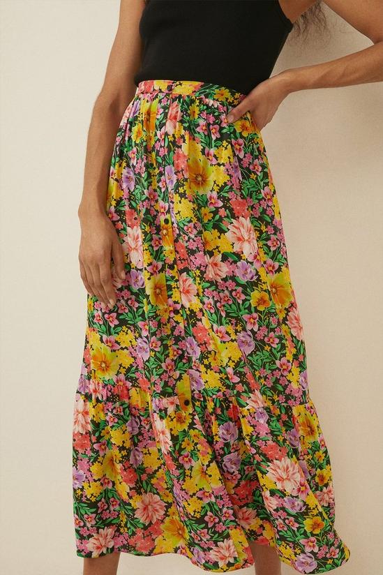 Oasis Button Front Floral Midi Skirt 2