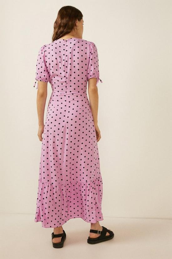 Oasis Spot Tie Sleeve Printed Midi Dress 3