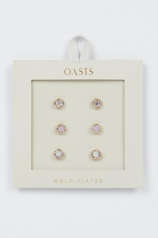 Oasis Gold Plated 3 Pack Stud Earrings 1