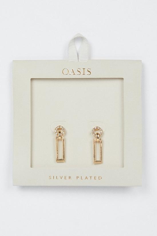 Oasis Gold Plated Rectangle Drop Earrings 1
