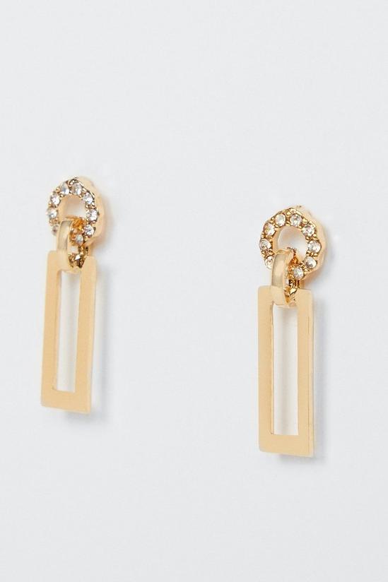 Oasis Gold Plated Rectangle Drop Earrings 2