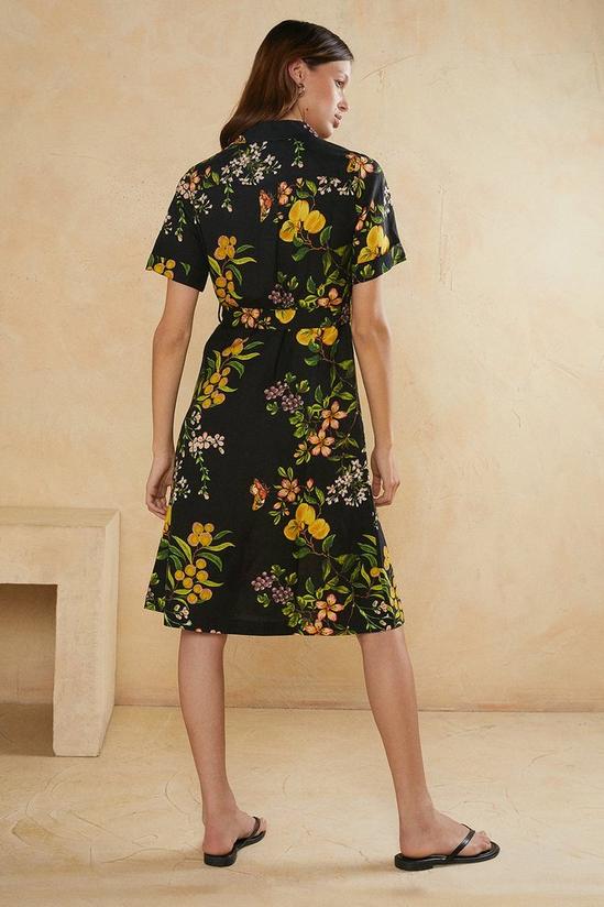 Oasis Floral Printed Linen Midi Shirt Dress 3
