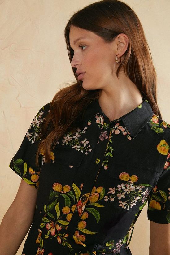 Oasis Floral Printed Linen Midi Shirt Dress 4