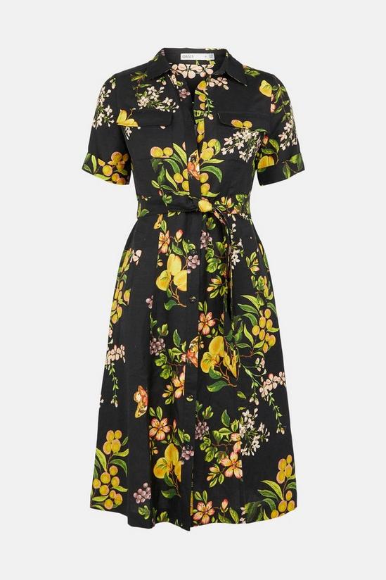 Oasis Floral Printed Linen Midi Shirt Dress 5