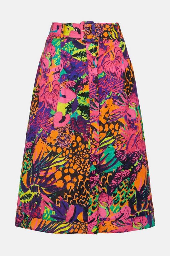 Oasis Tropical Printed Linen Midi Skirt 5