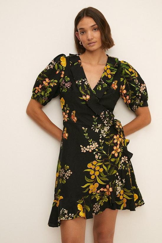 Oasis Floral Printed Linen Wrap Dress 2