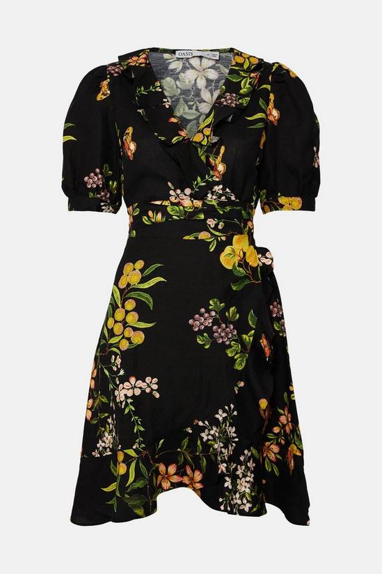 Oasis Floral Printed Linen Wrap Dress 4