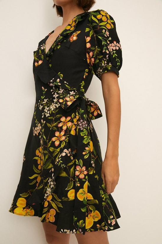 Oasis Floral Printed Linen Wrap Dress 5