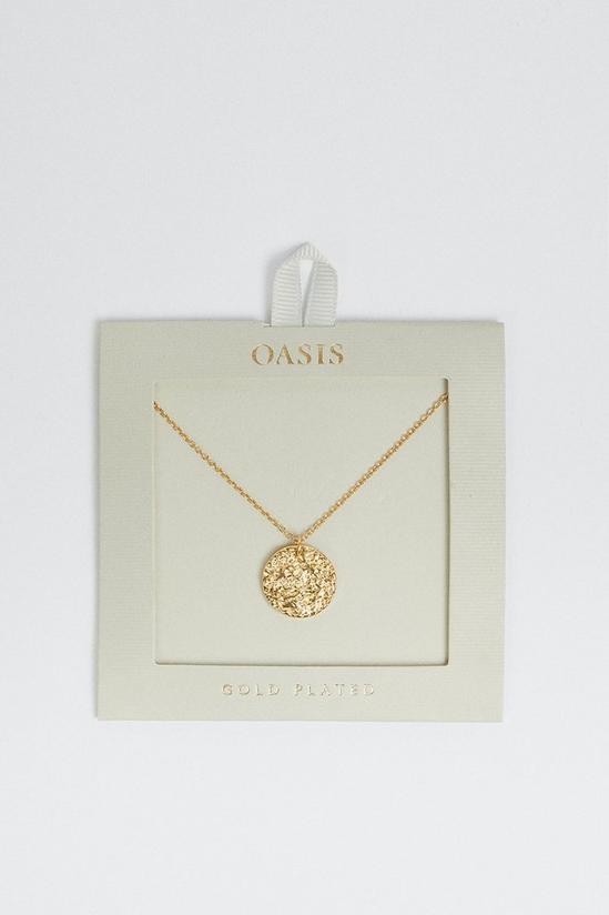 Oasis Gold Plated Hammered Disc Necklace 1