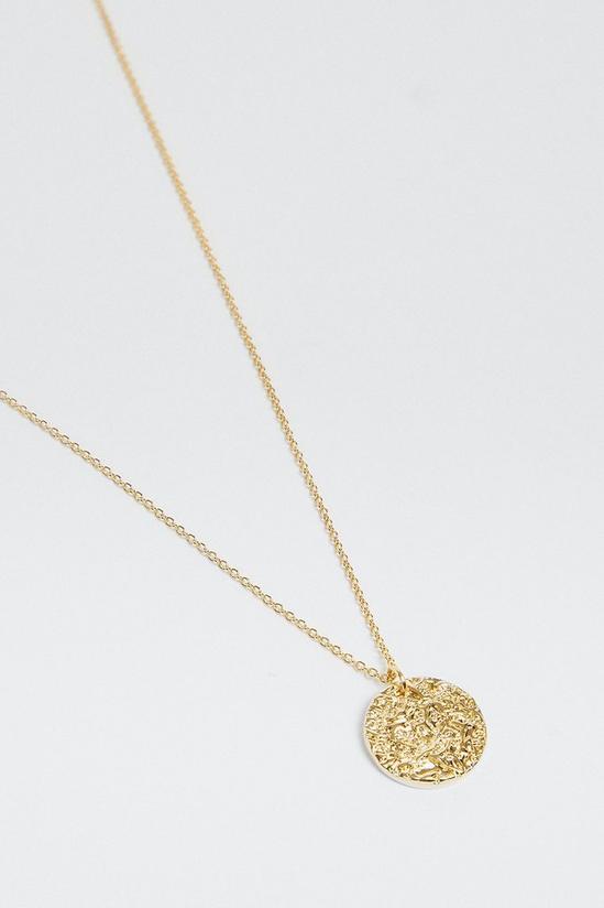 Oasis Gold Plated Hammered Disc Necklace 2