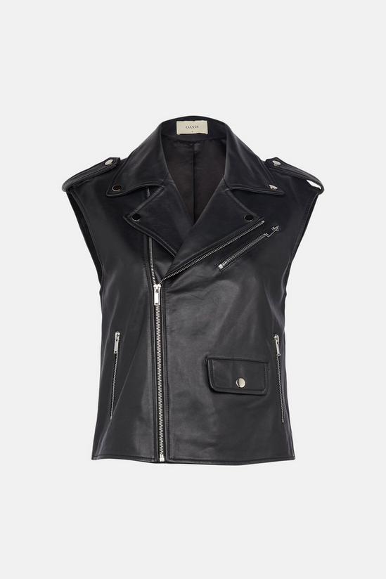 Oasis Sleeveless Real Leather Biker Jacket 5