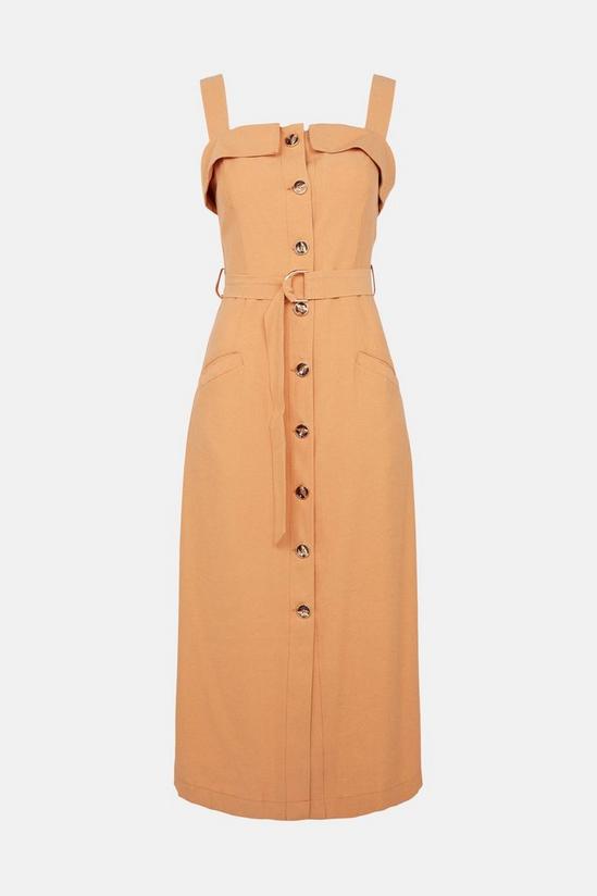Oasis Button Through Linen Look Belted Dress 4