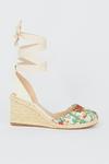 Oasis Floral Print Tie Up Wedge thumbnail 1