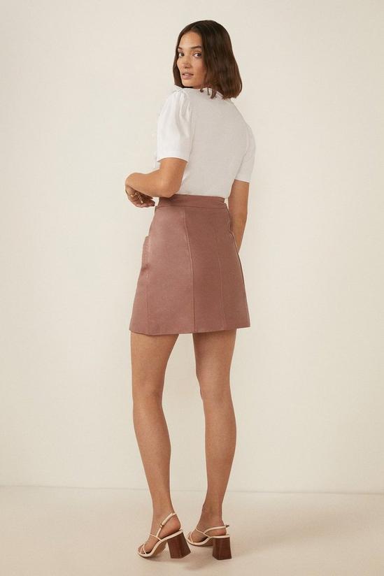 Oasis Button Through Leather Skirt 3