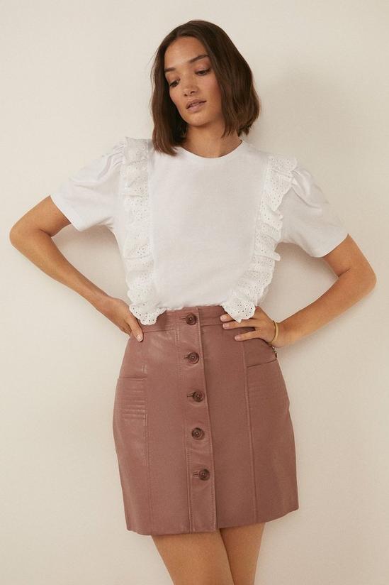 Oasis Button Through Leather Skirt 4