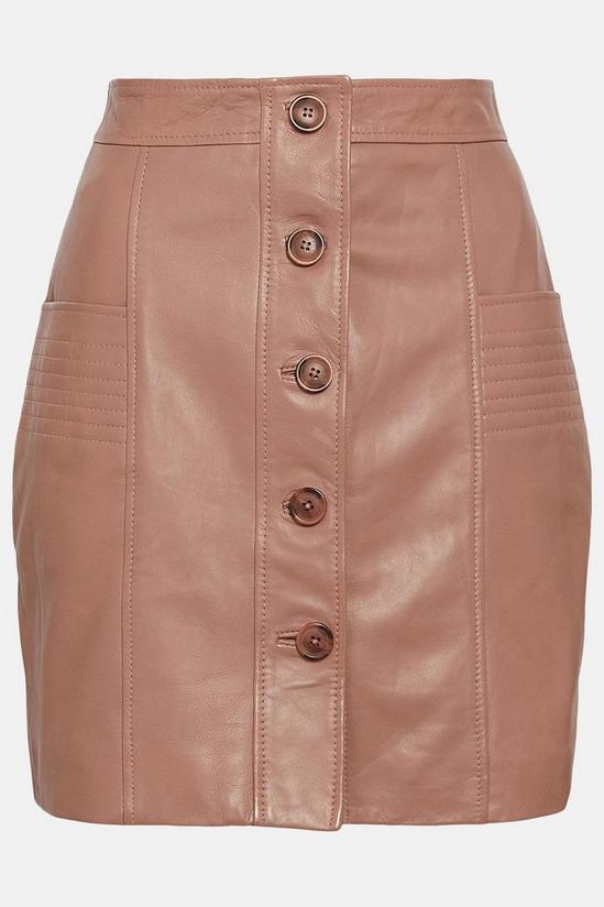 Oasis Button Through Leather Skirt 5