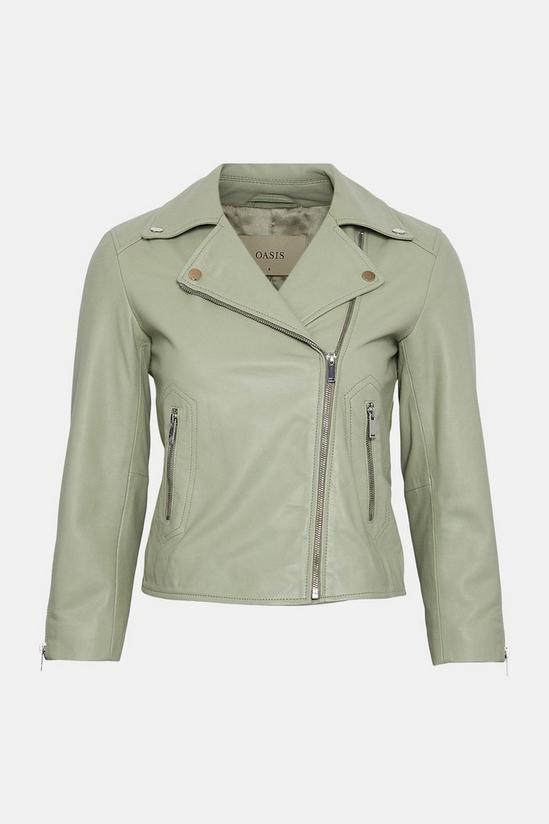 Oasis Real Leather Shrunken Biker Jacket 5
