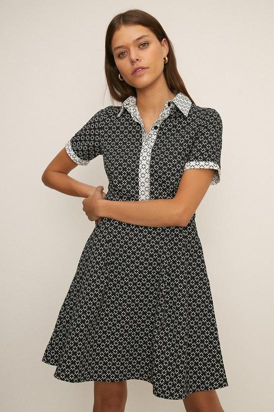 Oasis Geo Textured Print Flippy Tailored Dress 2