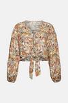 Oasis Tropical Elephant Printed Tie Front Top thumbnail 5